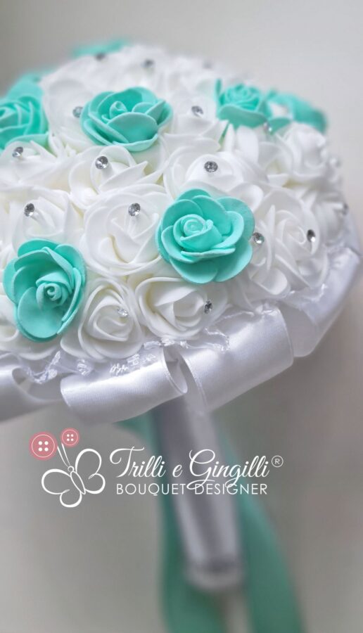 bouquet sposa bianco e verde tiffany