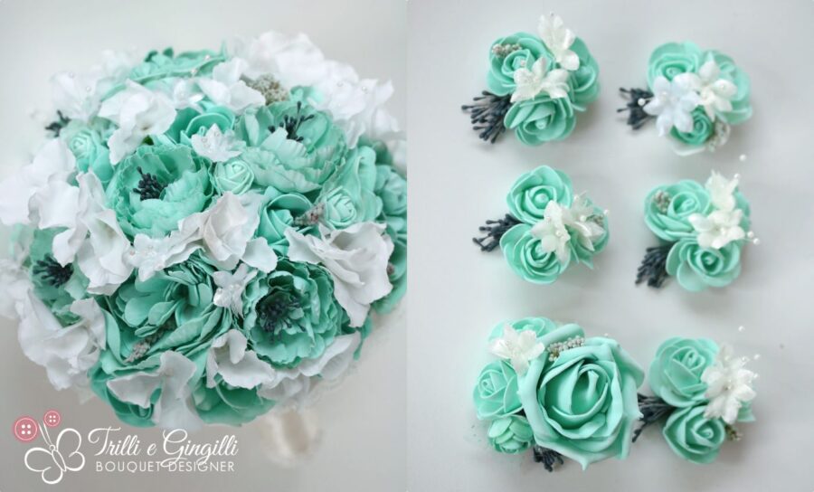 bouquet sposa verde tiffany bianco