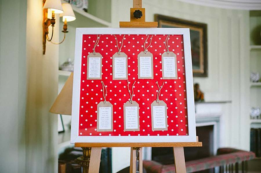 Tableau mariage rosso a pois