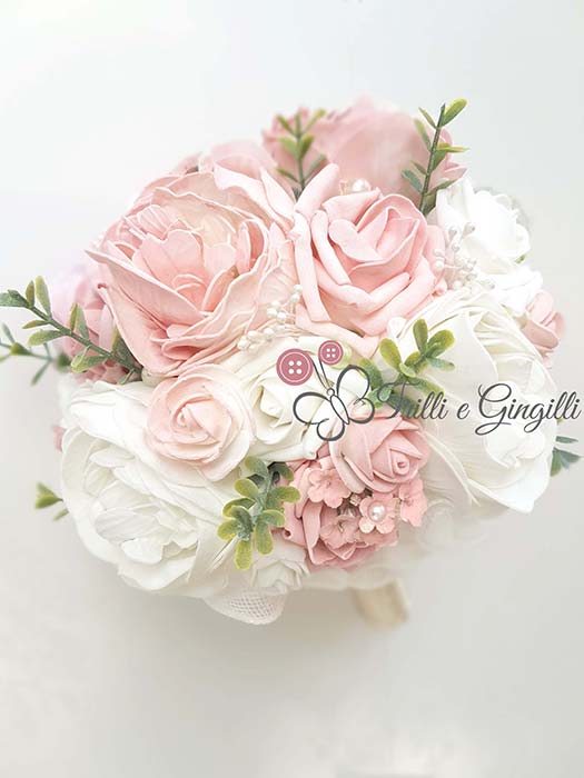 bouquet boho chic rose bianco rosa