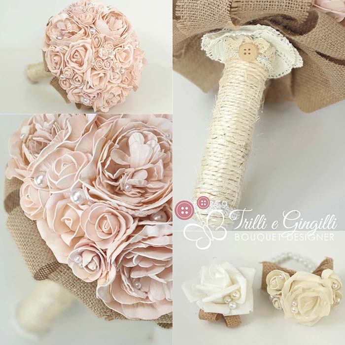 bouquet country chic con rose e peonie