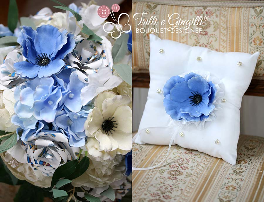 cuscini portafedi particolari personalizzati e coordinati al bouquet sposa