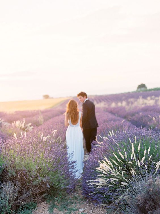 Matrimonio a tema lavanda in campo di lavanda